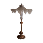Lampe marbre brun pied bronze monture amricaine 1940