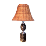 Lampe marbre & osier 1970