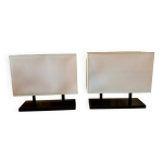 Lampe  poser moderne socle mtal noir & abat - jour rectangulaire tis