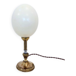 Lampe oeuf d'autruche sur pied en laiton ancien cabinet de curiosités Lampe oeuf d'autruche sur pied en laiton ancien cabinet de curiosités