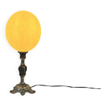 Lampe oeuf d'autruche sur pied mtal argent ancien cabinet de curiosits