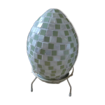 Lampe oeuf en verre mosaque verte veilleuse