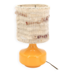 Lampe orange avec abat jour laine, annes 70
