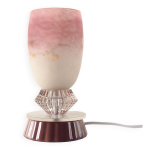 Lampe p�te de verre rose sign�e l elf