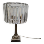 Lampe  poser pied acier abat jour pampilles art deco