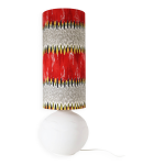 Lampe  poser pied en cramique  vague rtro  abat - jour imprim