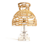 Lampe pied cristal et abat jour rotin Lampe pied cristal et abat jour rotin