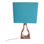 Lampe pied en inox bross abat jour rectangulaire turquoise