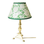 Lampe  pied en laiton - abat - jour fleurs liberty vert