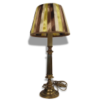 Lampe pied en laiton abat jour de satin Lampe pied en laiton abat jour de satin