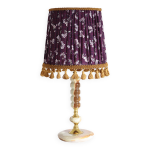 Lampe  poser, pied onyx annes 20 - 30 et abat - jour ancien imprim