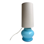 Lampe avec pieds en opaline bleu et abat - jour conique texturé années 60 - 70 Lampe avec pieds en opaline bleu et abat - jour conique texturé années 60 - 70