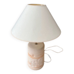 Lampe pied en terre cuite et abat jour tissu
