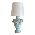 Lampe pltre peint, cble tissu neuf 2 m, abat - jour tissu