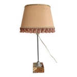 Lampe rtro abat jour franges socle en marbre