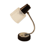 Lampe de secretaire des années 50 60 en chrome laque noire et verre moul? motif diaman Lampe de secretaire des années 50 60 en chrome laque noire et verre moul? motif diaman