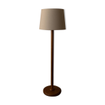 Lampe de sol en pin scandinave vintage avec abat - jour en tissu