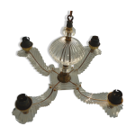 Lampe suspension 4 feux, plexiglas style baroque vintage 50 - 60s