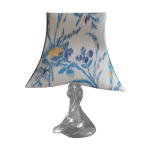 Lampe de table abat - jour tissu ikat et son pied en cristal