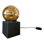 Lampe de table boule dore vintage de philips, annes 1970