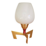 Lampe de table bureau chevet vintage globe verre opaline ancien