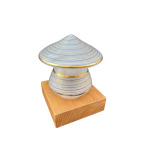 Lampe de table forme de champignon vintage en verre de murano et socle bois