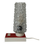 Lampe de table hawill en verre texturé et base rouge, années 1960 - 1970 Lampe de table hawill en verre texturé et base rouge, années 1960 - 1970