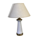 Lampe de table opaline et laiton