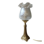 Lampe de table rtro chic bronze, globe  volant, vintage upcycl