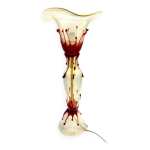 Lampe de table verre murano rouge rubis rigadin, italie 1950