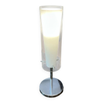 Lampe de table en verre et en opaline pied inox Lampe de table en verre et en opaline pied inox