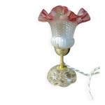 Lampe de table verre tulipe rose vintage upcycl