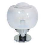 Lampe de table vintage acier & verre murano space age 1970