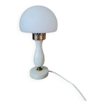 Lampe de table vintage en albtre et opaline blanche