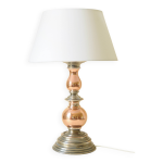 Lampe de table vintage en cuivre étamé avec abat - jour blanc Lampe de table vintage en cuivre étamé avec abat - jour blanc