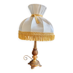 Lampe de table vintage laiton dor� abat - jour pliss� style parapluie