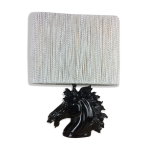 Lampe tte de cheval et abat jour laine, rsine noire