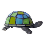 Lampe tortue style tiffany pate de verre bleu vert vintage Lampe tortue style tiffany pate de verre bleu vert vintage