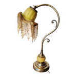 Lampe  tulipe  art d�co sign�e kaelle p�te de verre et pampilles 4