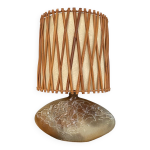 Lampe vallauris signe, abat - jour en rotin annes 70
