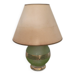 Lampe en verre granité vert et doré, 1950 Lampe en verre granité vert et doré, 1950