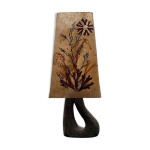 Lampe vintage c�ramique accolay abat jour r�sine herbier