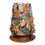 Lampe vintage h. a. ludwig en pierres semi - précieuses et bois west germany Lampe vintage h. a. ludwig en pierres semi - précieuses et bois west germany