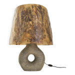 Lampe vintage en pierre & herbier rsine 1970