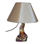 Lampe vintage en rsine inclusions marines coquillages