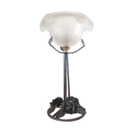 Lampe vintage vasque givre pied au dcor floral design annes 60 - 70