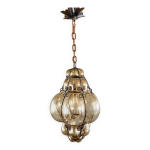 Lanterne suspension en verre souffl ambr, travail italien, xxe sicle