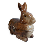 Lapin boite terrine en cramique peint  la main