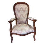 Large fauteuil voltaire  en violon  louis - philippe en noyer