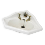 Lavabo d angle vintage en c�ramique robinetterie laiton d origine